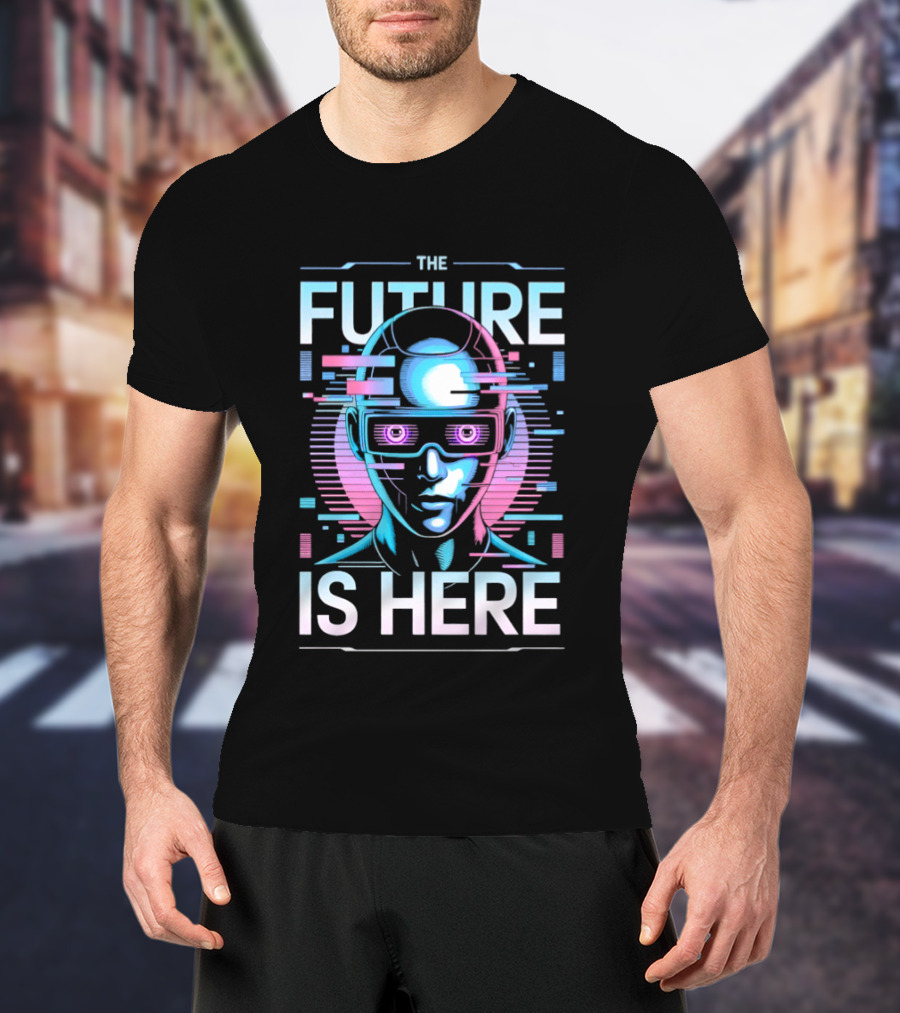 The Future Is Here Cyberpunk Android VR Goggles T-Shirt