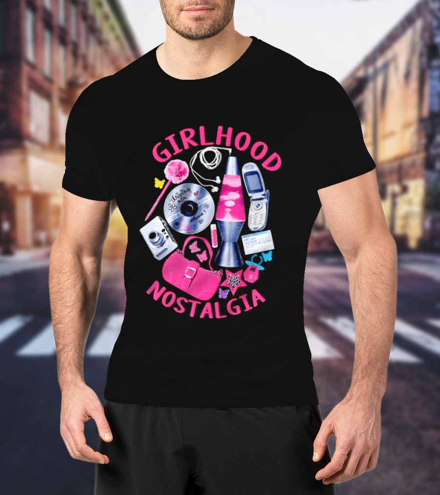 Girlhood Nostalgia Lava Lamp And Vintage Tech Accessories Throwback T-Shirt