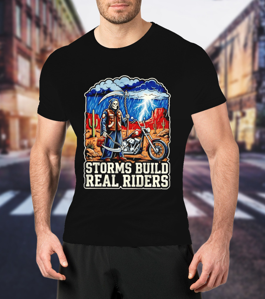 Real Riders Grim Reaper Motorcycle Storm Adventure T-Shirt