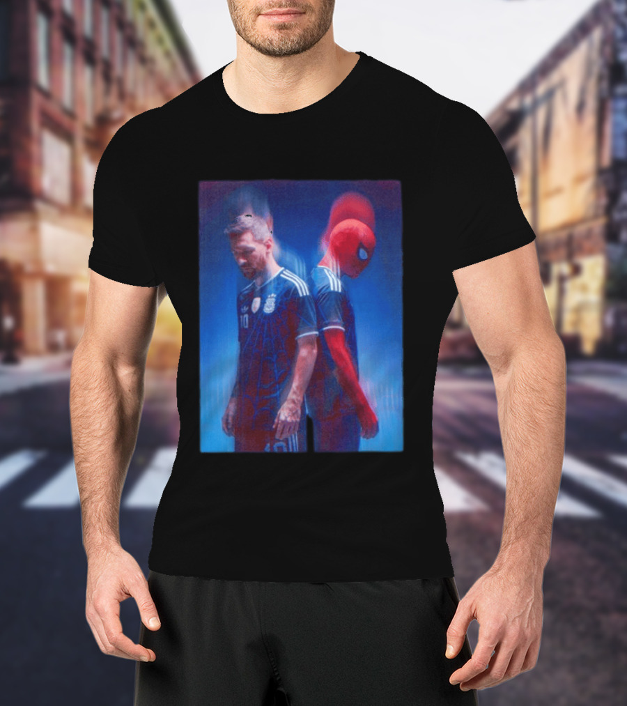 Lionel Messi Spider Man Argentina AFA Jersey Dual Image T-Shirt