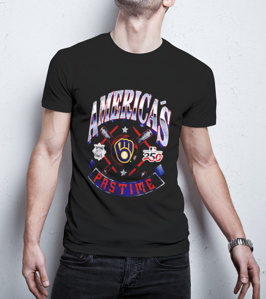 America's Pastime Milwaukee Brewers Celebrating America's 250th Baseball T-Shirt