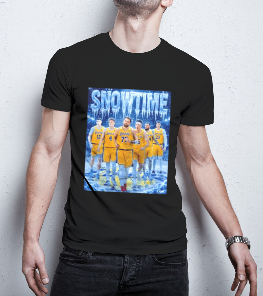 Snowtime Lakers Team Basketball NBA Laker Legends Frozen Court T-Shirt