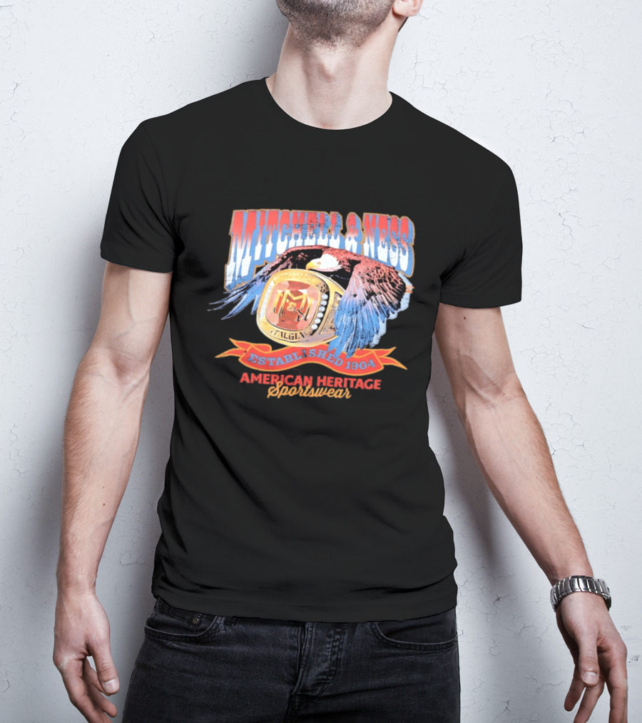 Mitchell And Ness Nostalgia Co American Heritage Sportswear Established 1904 Eagle Ring T-Shirt