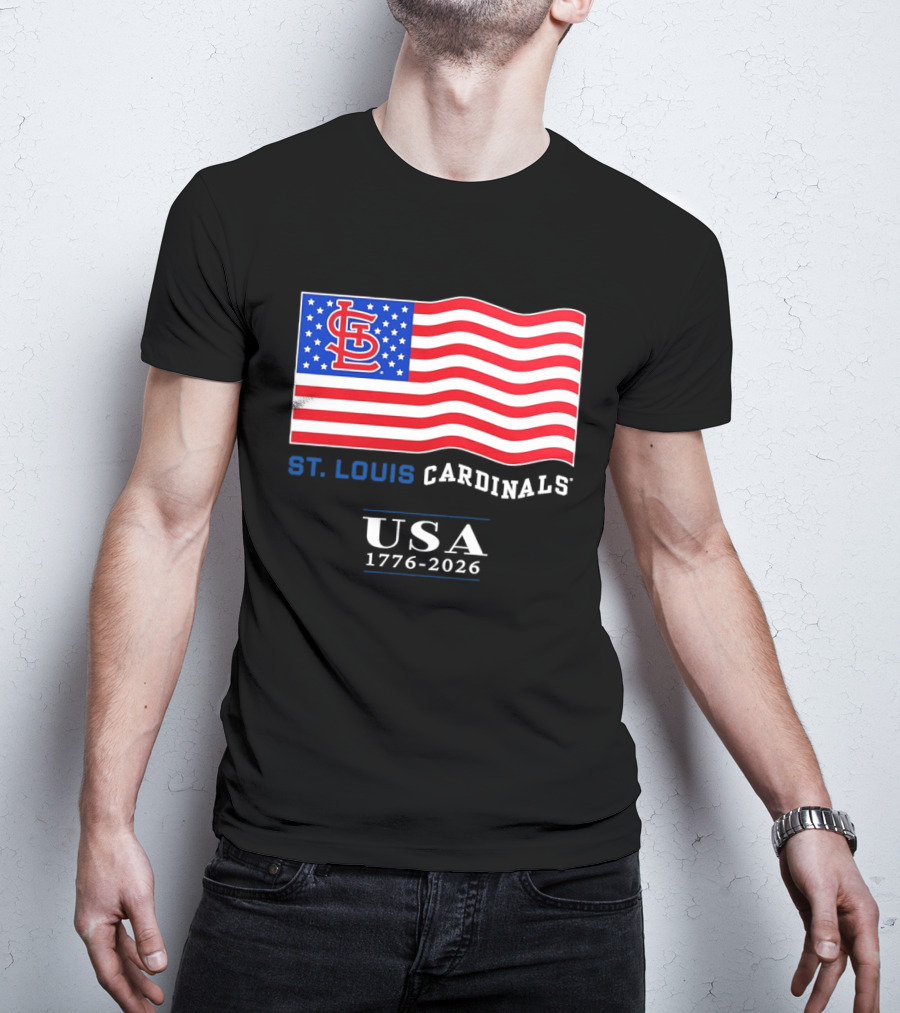 St Louis Cardinals American Flag USA 1776 2026 MLB Baseball T-Shirt
