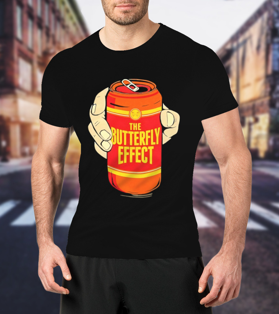 The Butterfly Effect Soda Can Vibrant Red Yellow Pop T-Shirt