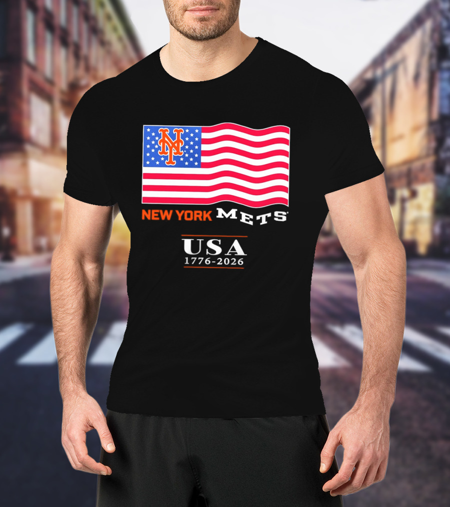 New York Mets American Flag USA 1776 2026 MLB T-Shirt