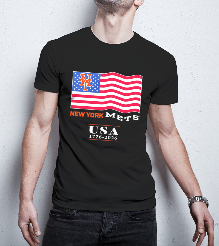 New York Mets American Flag USA 1776 2026 MLB T-Shirt