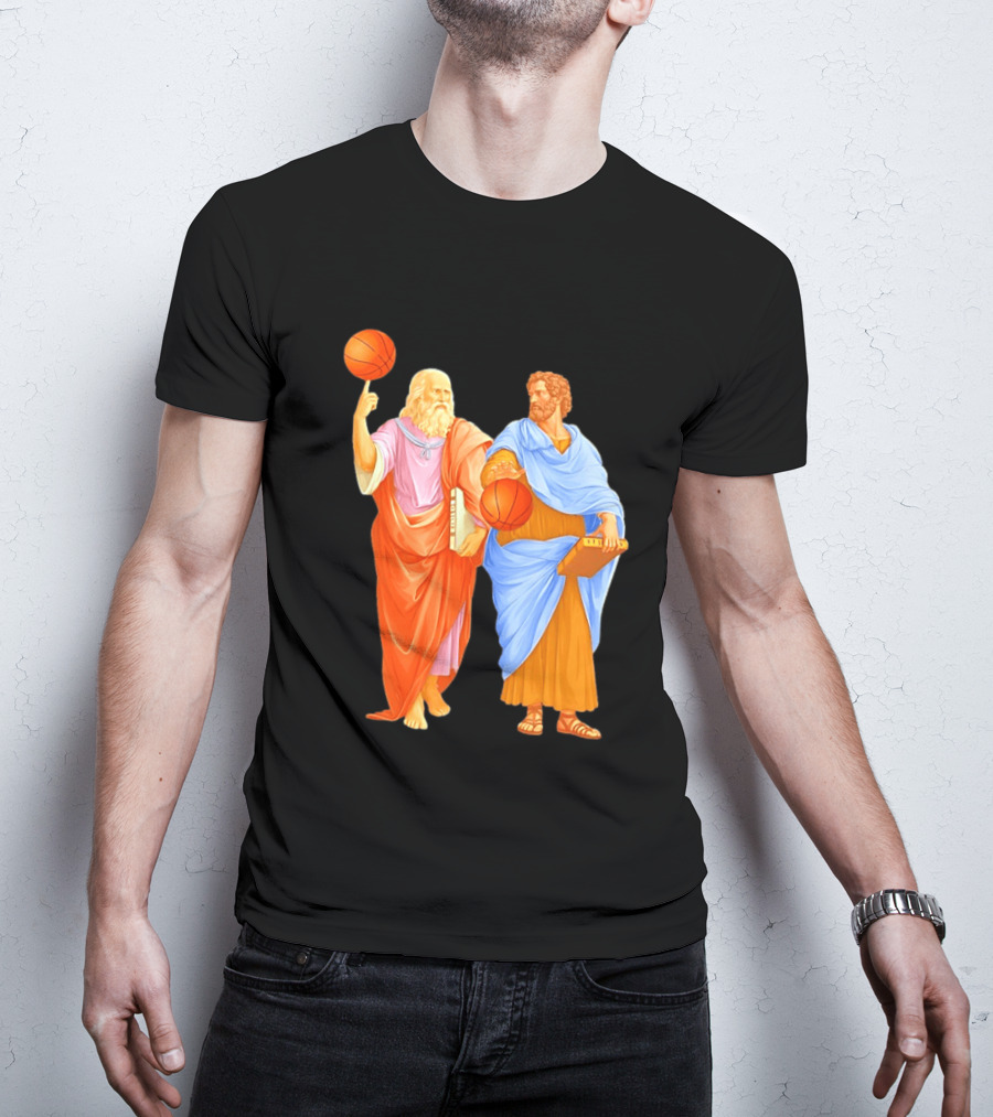 Plato Spinning Basketball Aristotle Playing Basketball In Ancient Greek Philosophy Duel T-Shirt