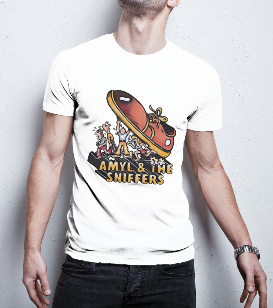 Amyl And The Sniffers Cartoon Giant Shoe Stomping T-Shirt