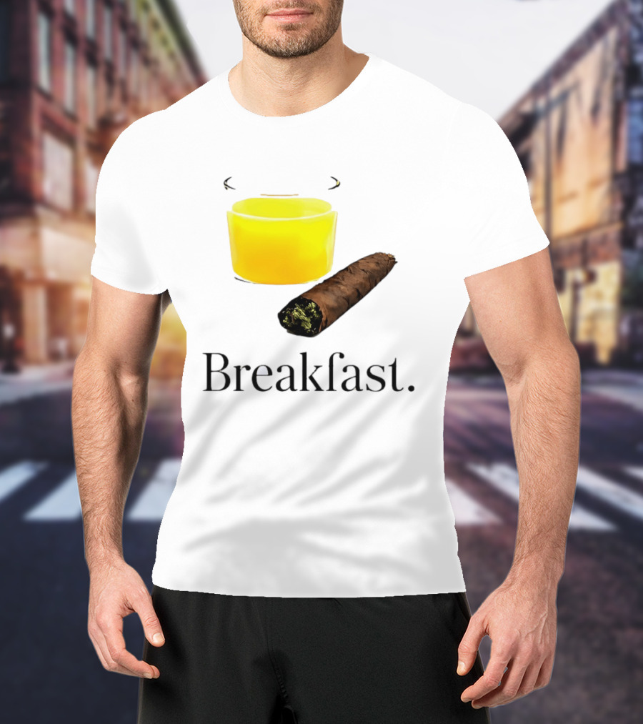 Breakfast Juice And Blunt Retro Humor With Glass And Cigar T-Shirt