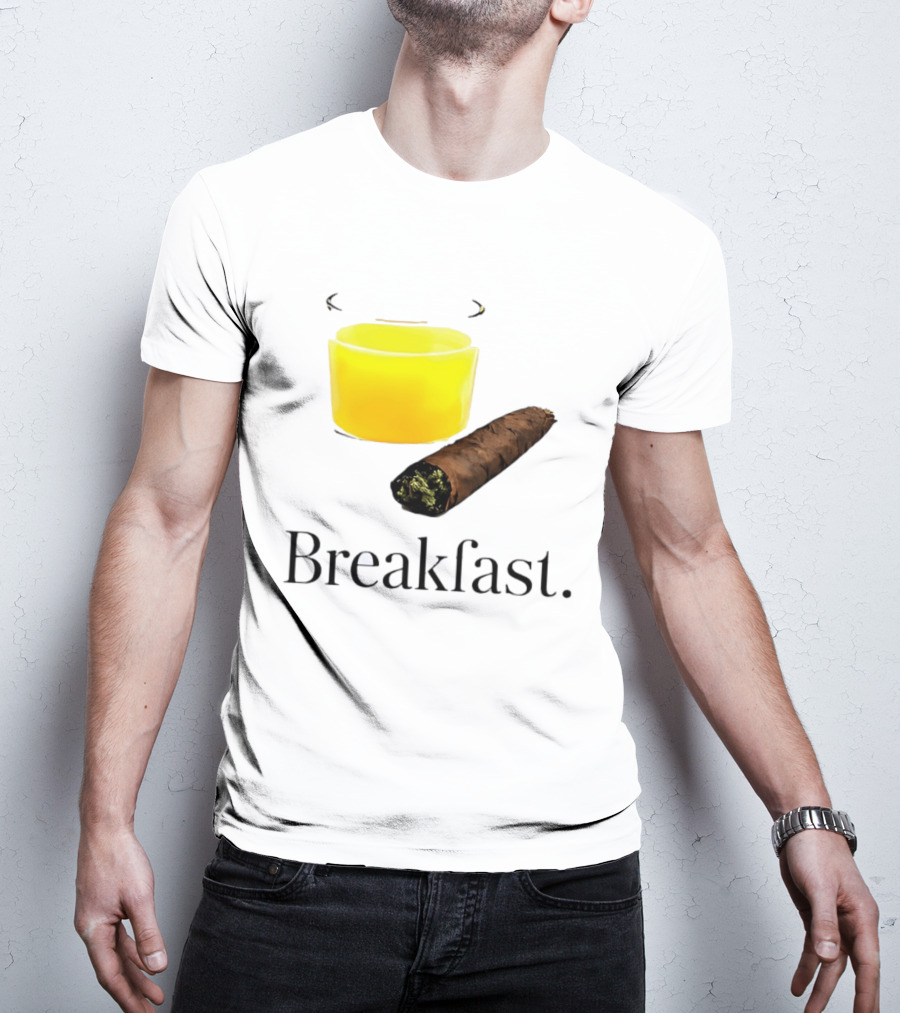 Breakfast Juice And Blunt Retro Humor With Glass And Cigar T-Shirt