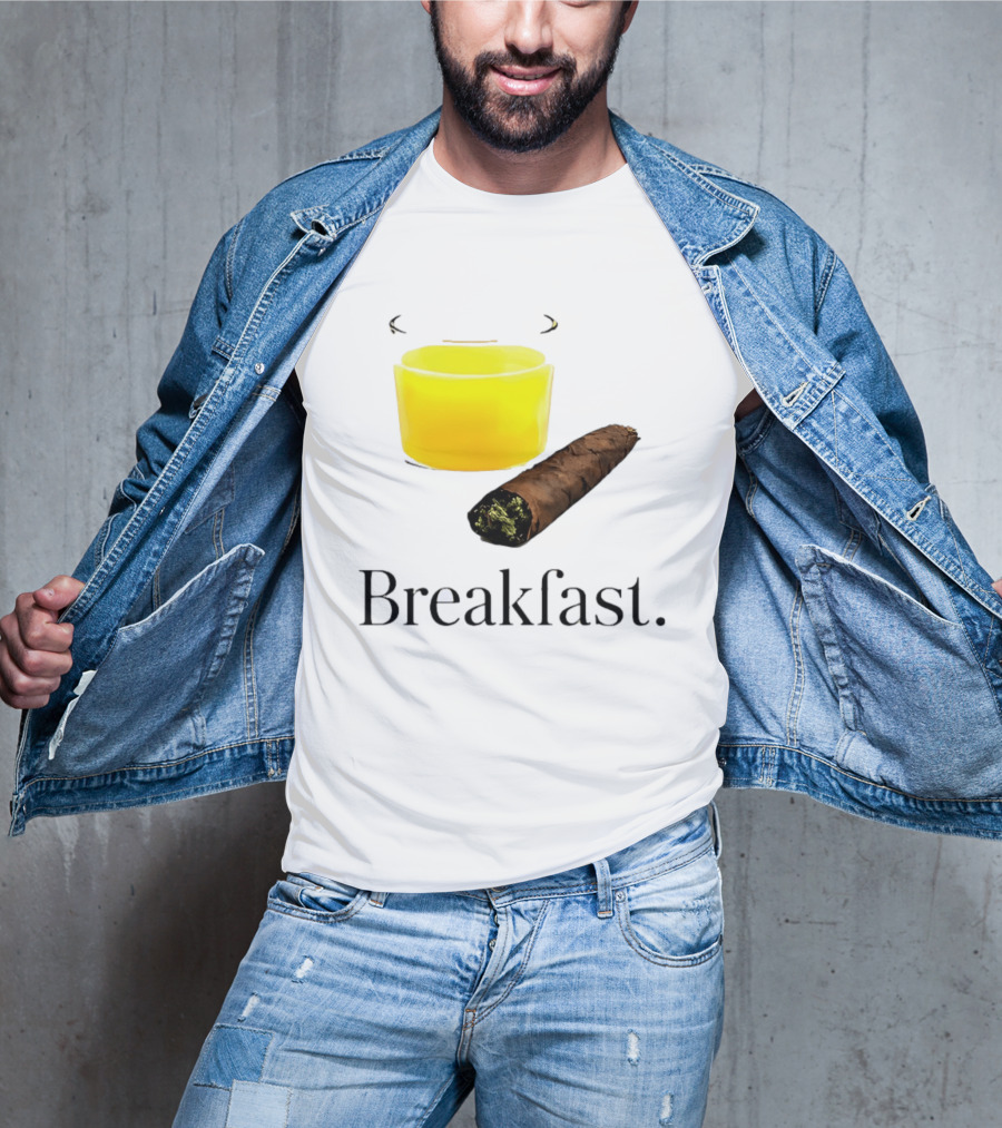 Breakfast Juice And Blunt Retro Humor With Glass And Cigar T-Shirt