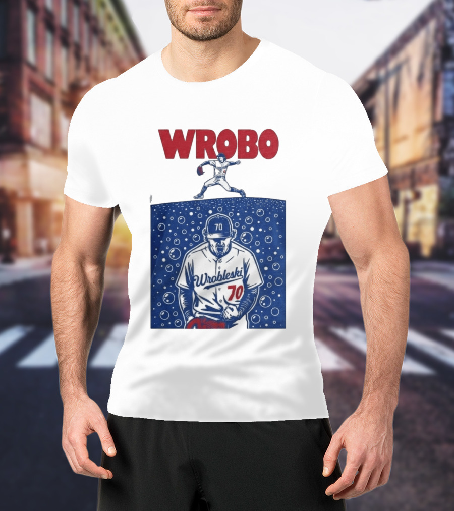 Wrobo Wrobleski 70 Baseball Pitcher Bubble T-Shirt