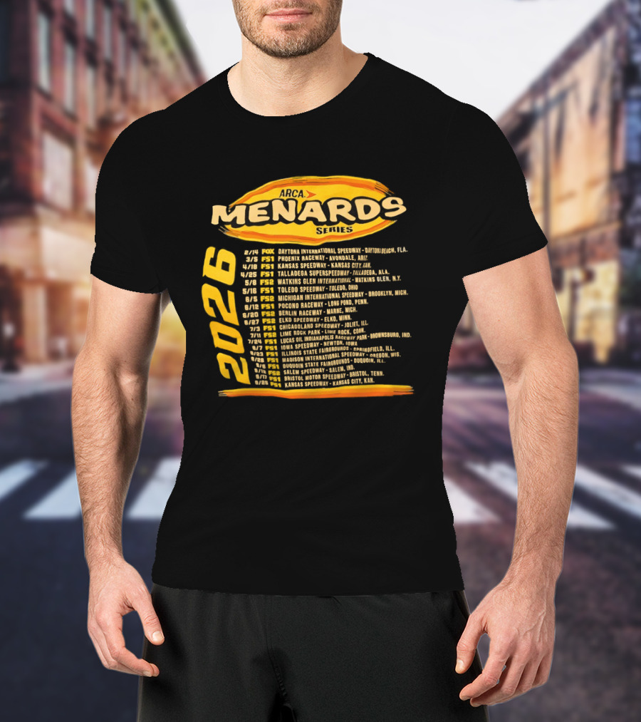 ARCA Menards Series 2026 Racing Schedule Calendar Featuring Key Race Dates And Locations T-Shirt