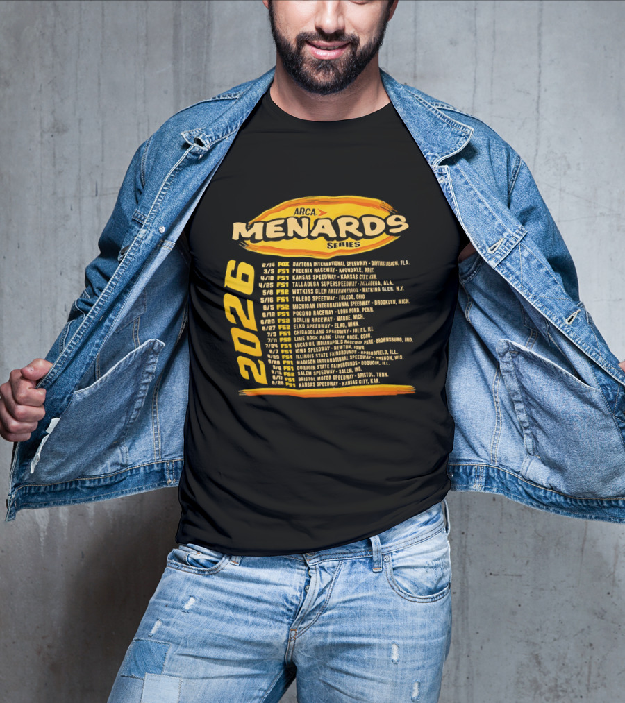 ARCA Menards Series 2026 Racing Schedule Calendar Featuring Key Race Dates And Locations T-Shirt