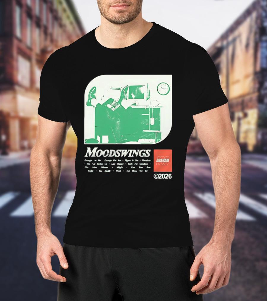 MOODSWINGS Graham 2023 Man Resting Legs On Desk Computer T-Shirt