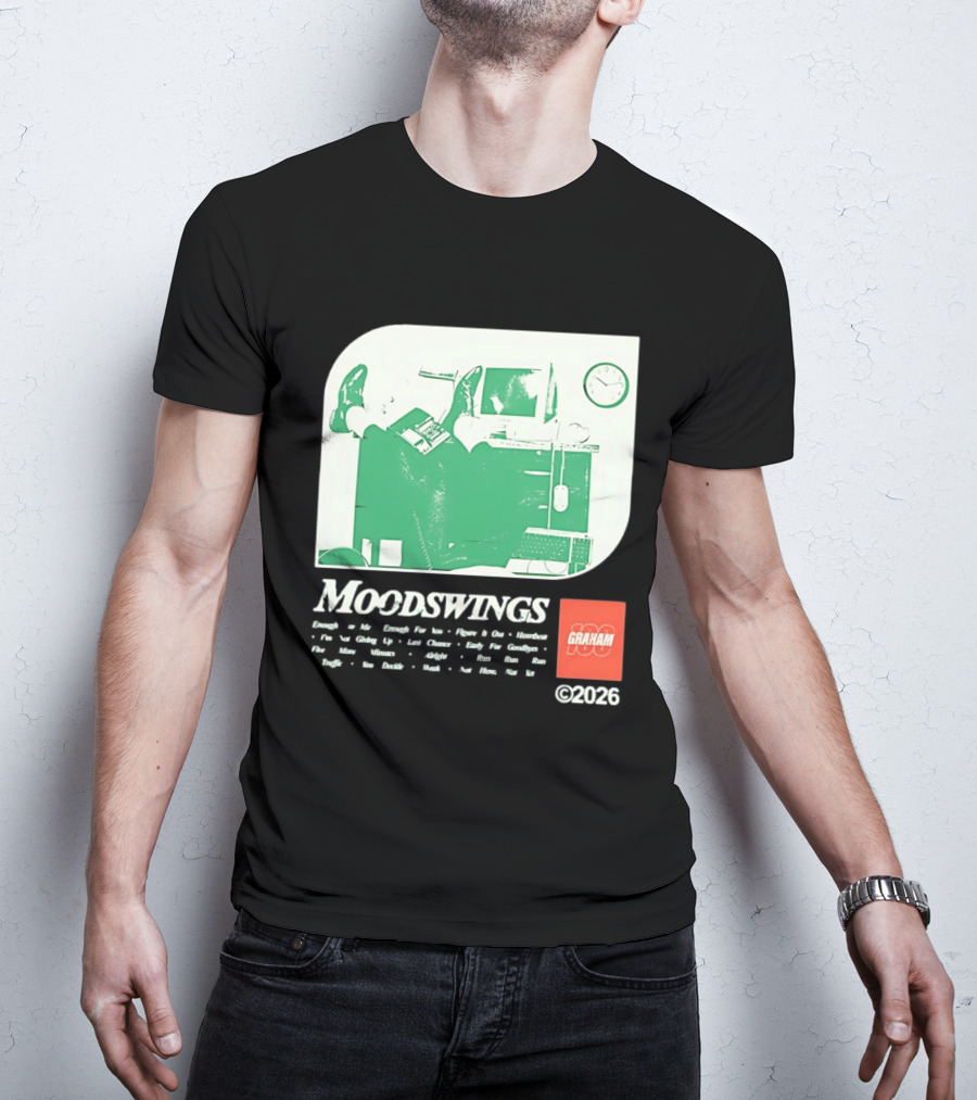 MOODSWINGS Graham 2023 Man Resting Legs On Desk Computer T-Shirt