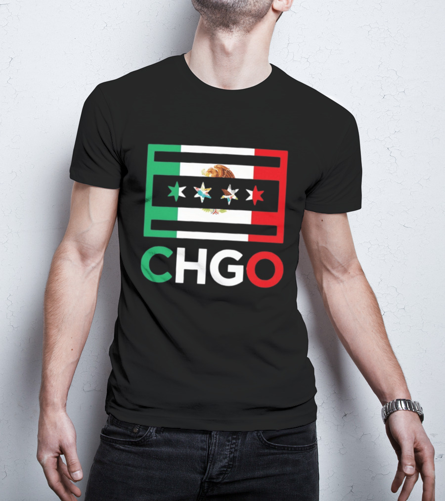 CHGO Mexico Flag Colors With Eagle And Stars T-Shirt