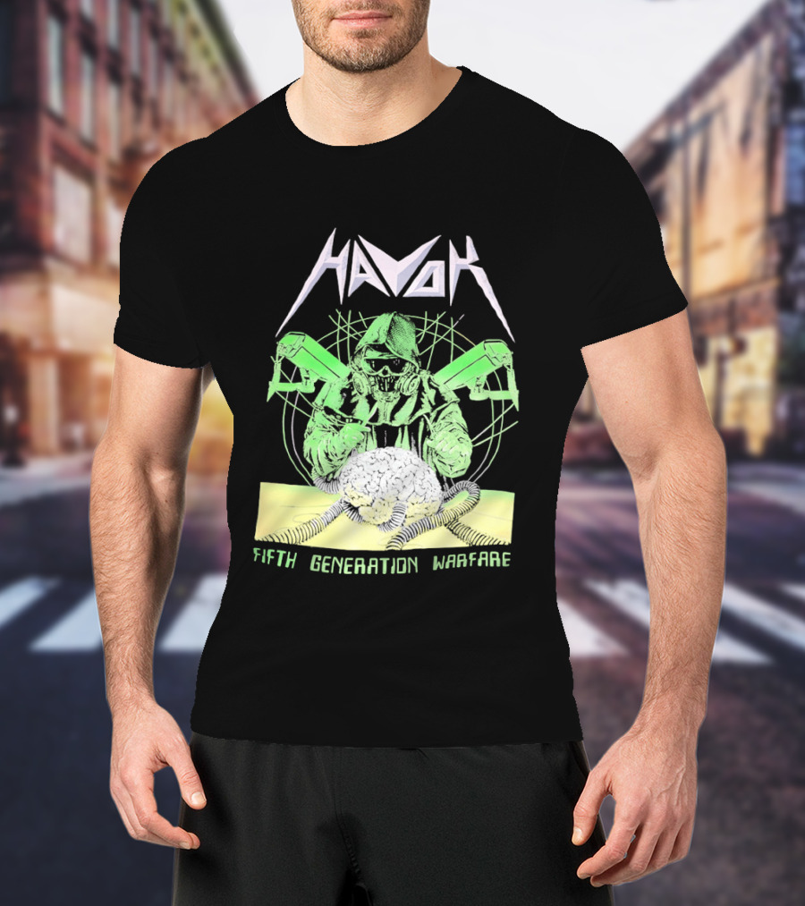 Havok Fifth Generation Warfare Mask Guns Skull T-Shirt