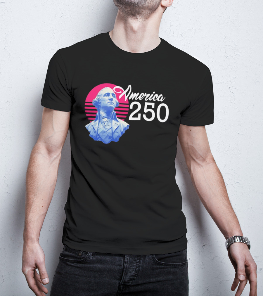 George Washington America 250 Synthwave Retro Bust T-Shirt