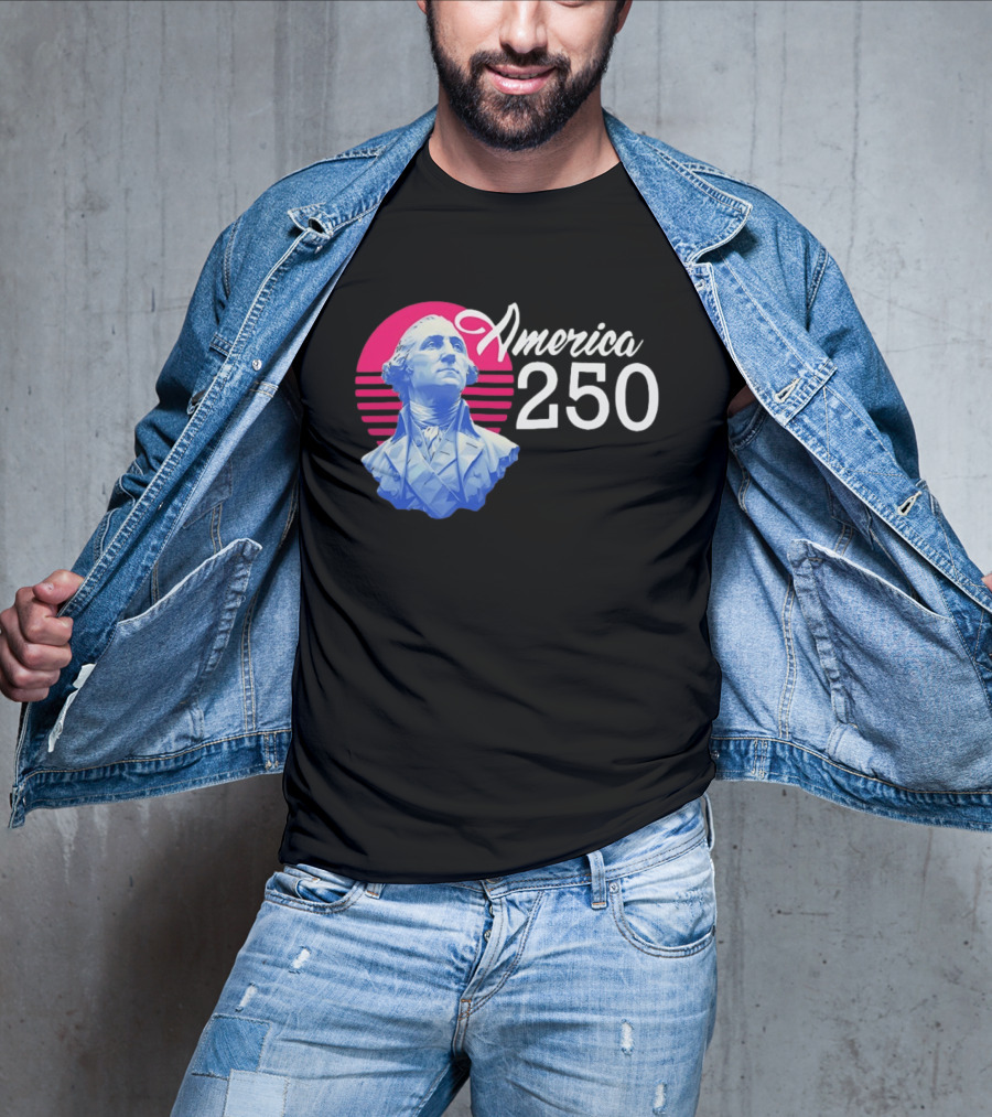 George Washington America 250 Synthwave Retro Bust T-Shirt