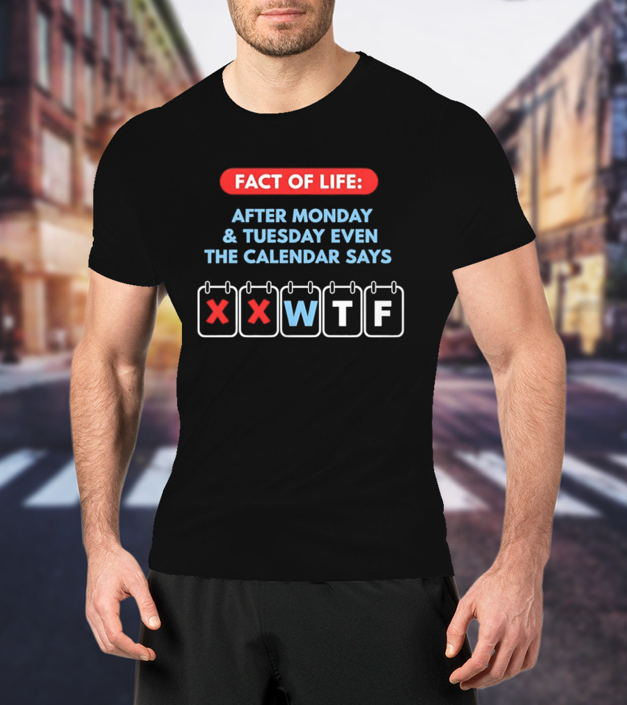Fact Of Life After Monday And Tuesday Even The Calendar Says WTF T-Shirt