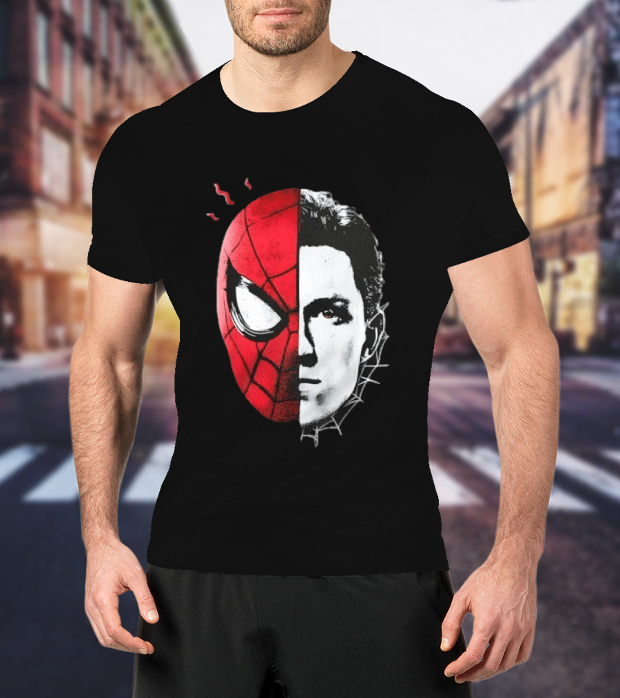 Tom Holland Spider Man Split Face Marvel Mashup T-Shirt