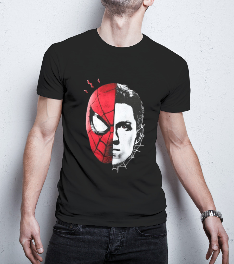 Tom Holland Spider Man Split Face Marvel Mashup T-Shirt