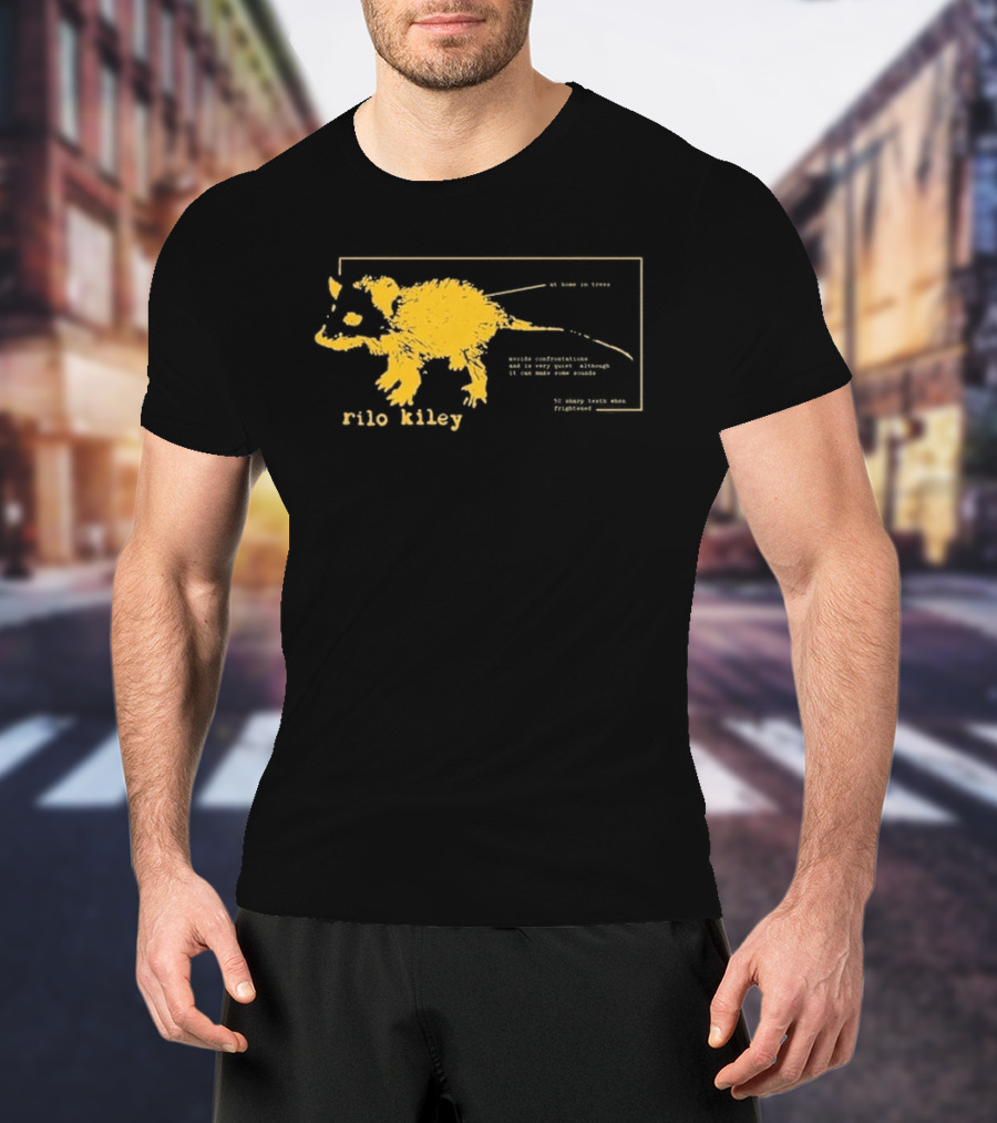 Rilo Kiley Possum Schematic Diagram With Bold Yellow Color T-Shirt