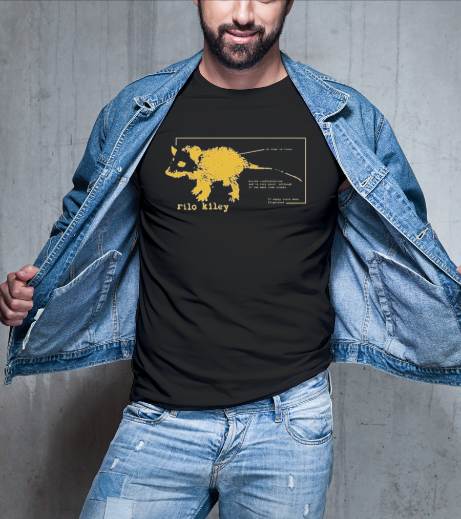 Rilo Kiley Possum Schematic Diagram With Bold Yellow Color T-Shirt