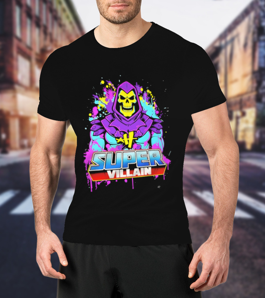 Skeletor Super Villain Masters Of The Universe Colorful Paint Splatter T-Shirt