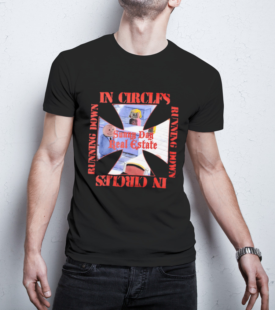 Sunny Day Real Estate In Circles Running Down Vibrant Cross Characters T-Shirt
