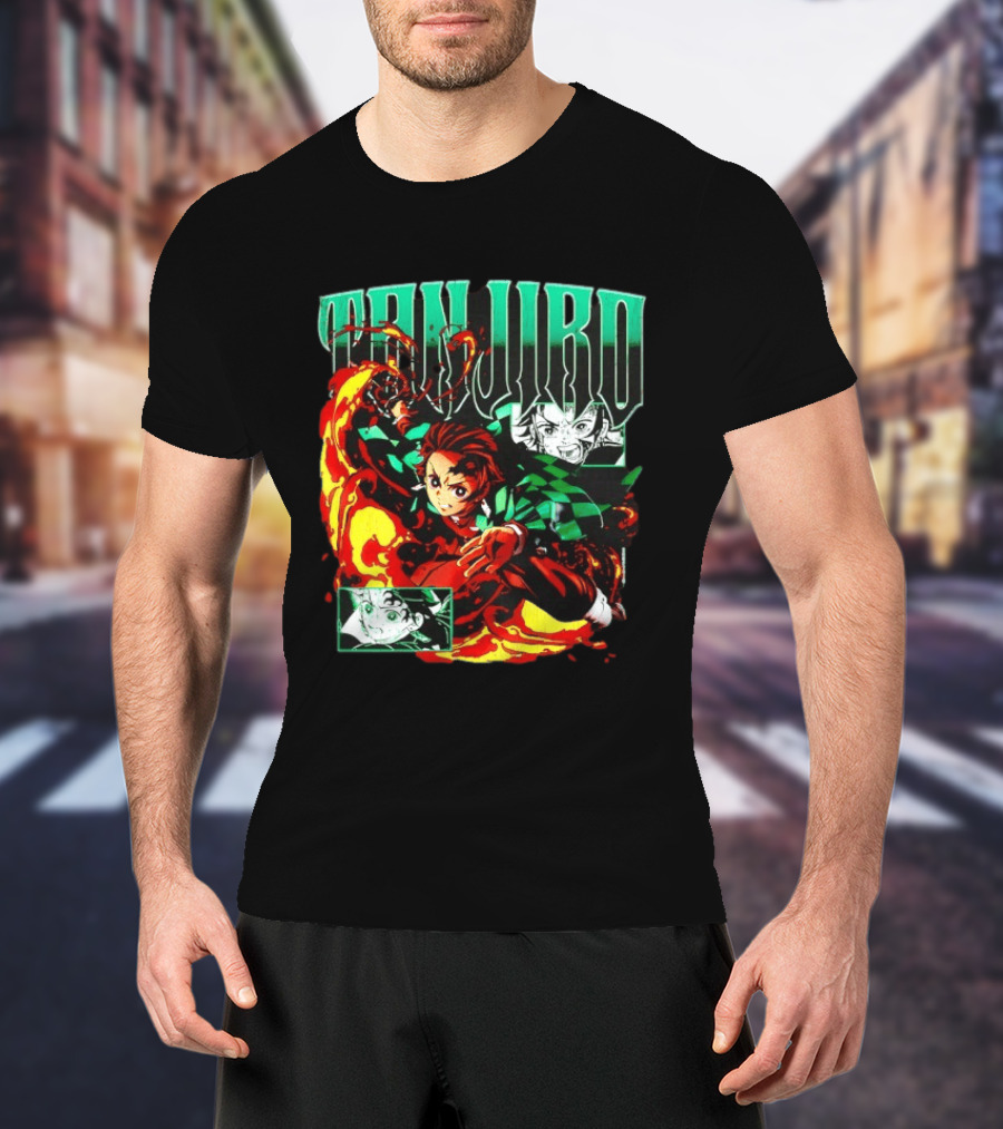 Tanjiro Kamado Flames Demon Slayer Anime Kimetsu No Yaiba T-Shirt