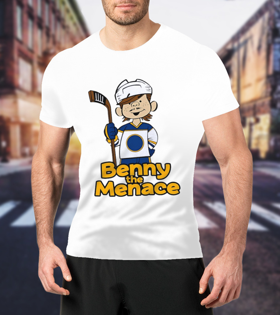 Benny The Menace Jordan Binnington St Louis Blues NHL Hockey Player Cartoon T-Shirt