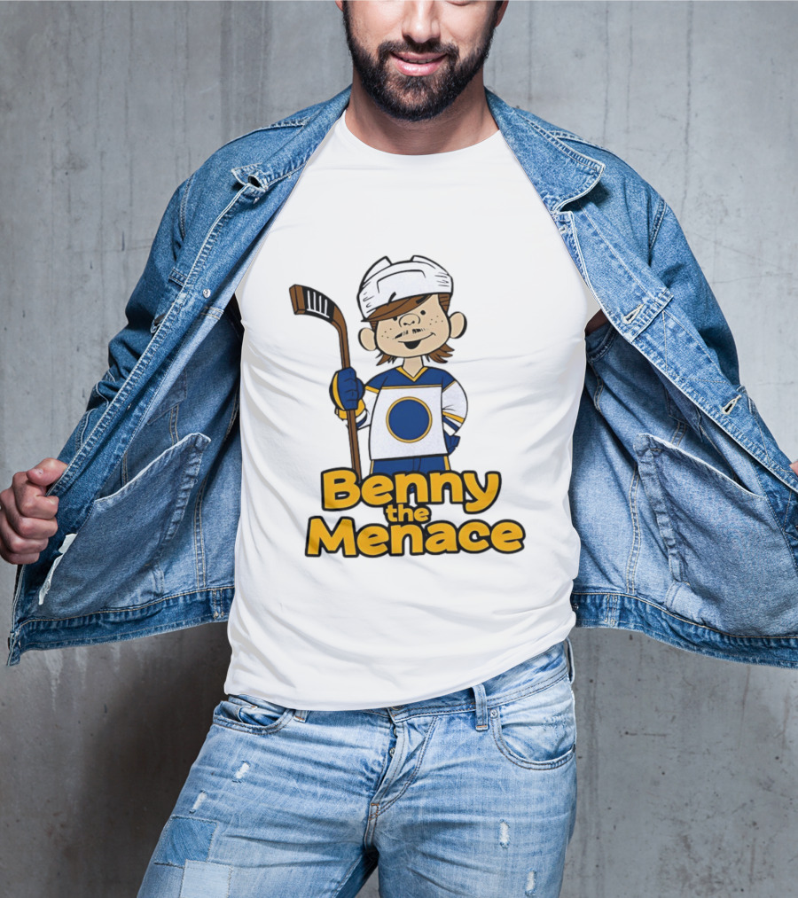 Benny The Menace Jordan Binnington St Louis Blues NHL Hockey Player Cartoon T-Shirt