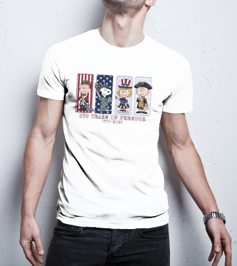 Peanuts 250 Years Of Freedom 1776 2026 America Celebration With Iconic Characters T-Shirt