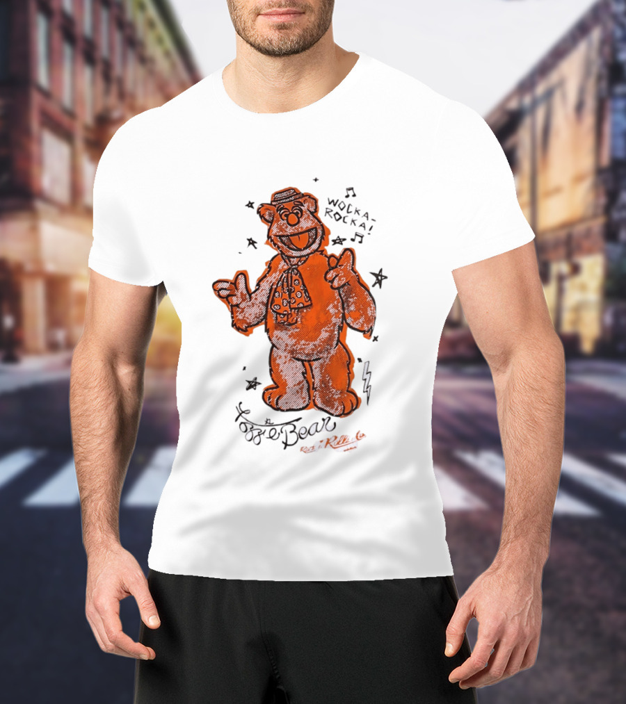 Fozzie Bear Wocka Rocka Rock N Roller Muppet Tie Star Music Notes T-Shirt