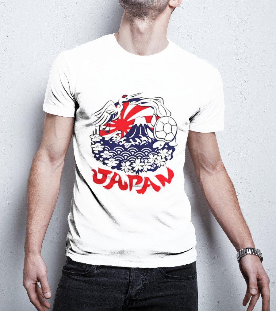 Japan Mt Fuji Crane Turtle Sakura Rising Sun Symbolism T-Shirt