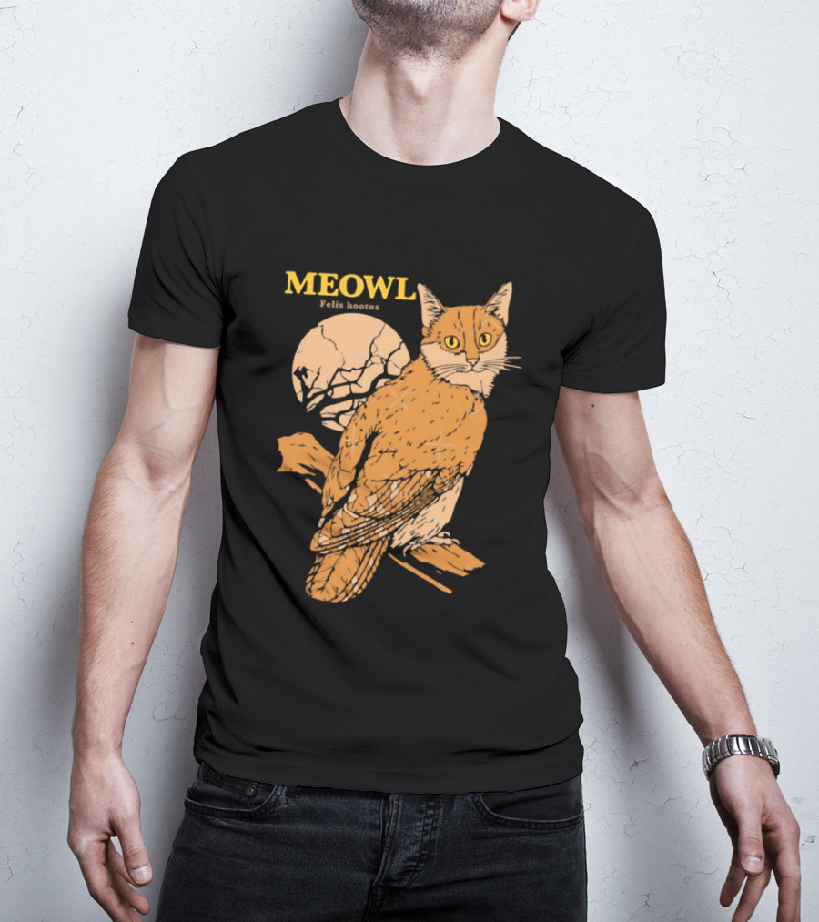 Meowl Felis Hootus Cat Owl Fusion With Moon T-Shirt