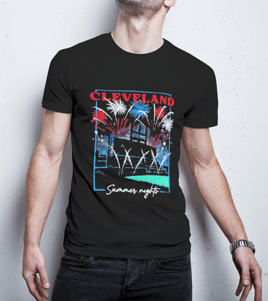 Cleveland Fireworks Summer Nights Baseball City Love T-Shirt