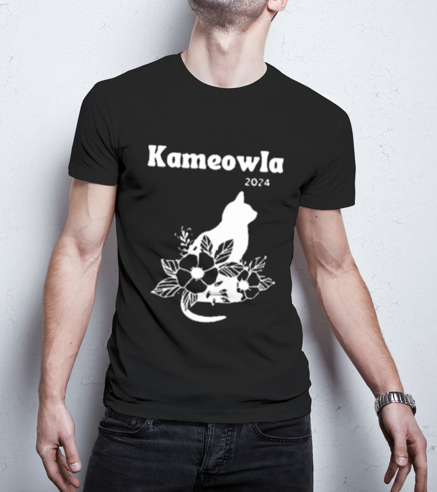 Kameowla 2024 Cat Floral Theme Kamala Cat Lady T-Shirt