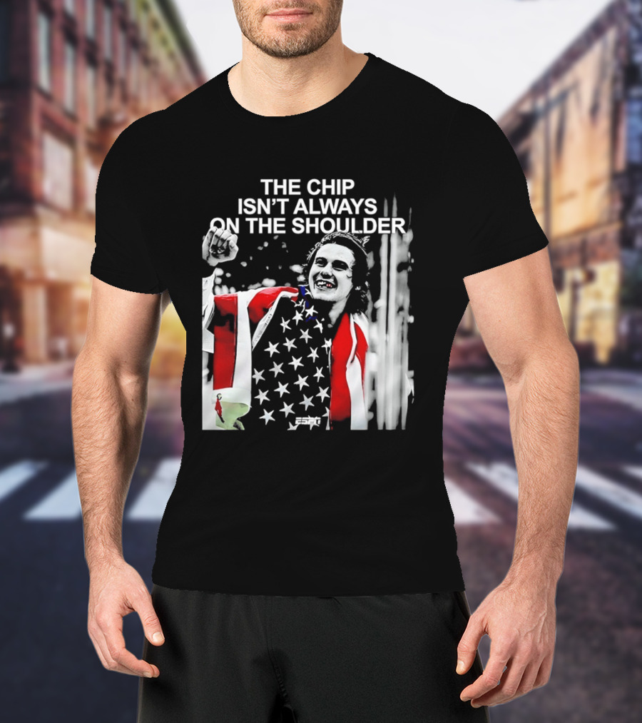 The Chip Isn't Always On The Shoulder Stars And Stripes Tribute NHL Jack Hughes T-Shirt