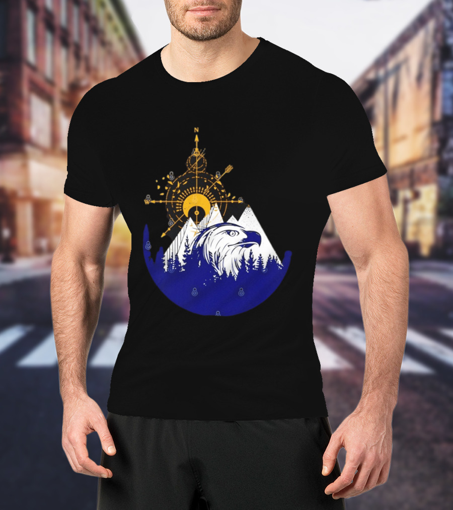 Eagle And Compass With Mountain Forest T-Shirt