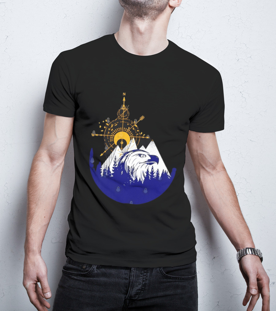 Eagle And Compass With Mountain Forest T-Shirt