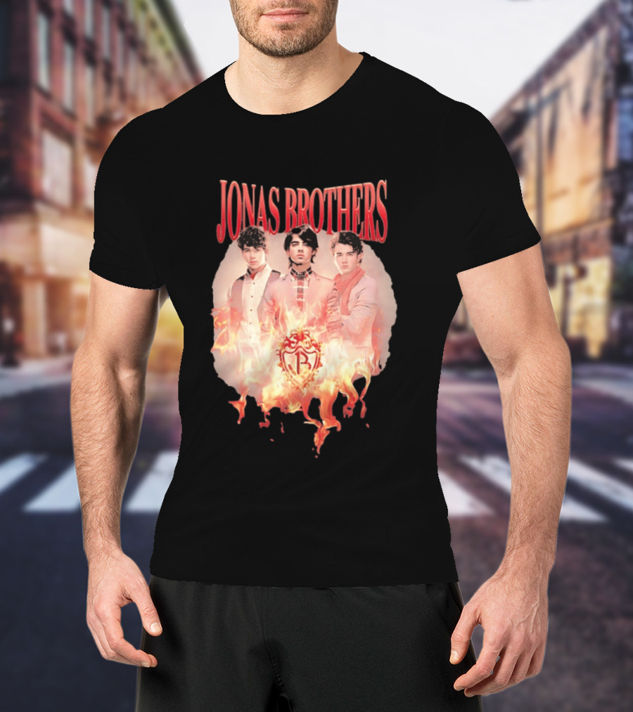 Jonas Brothers Fire Flame Trio Band Photography T-Shirt
