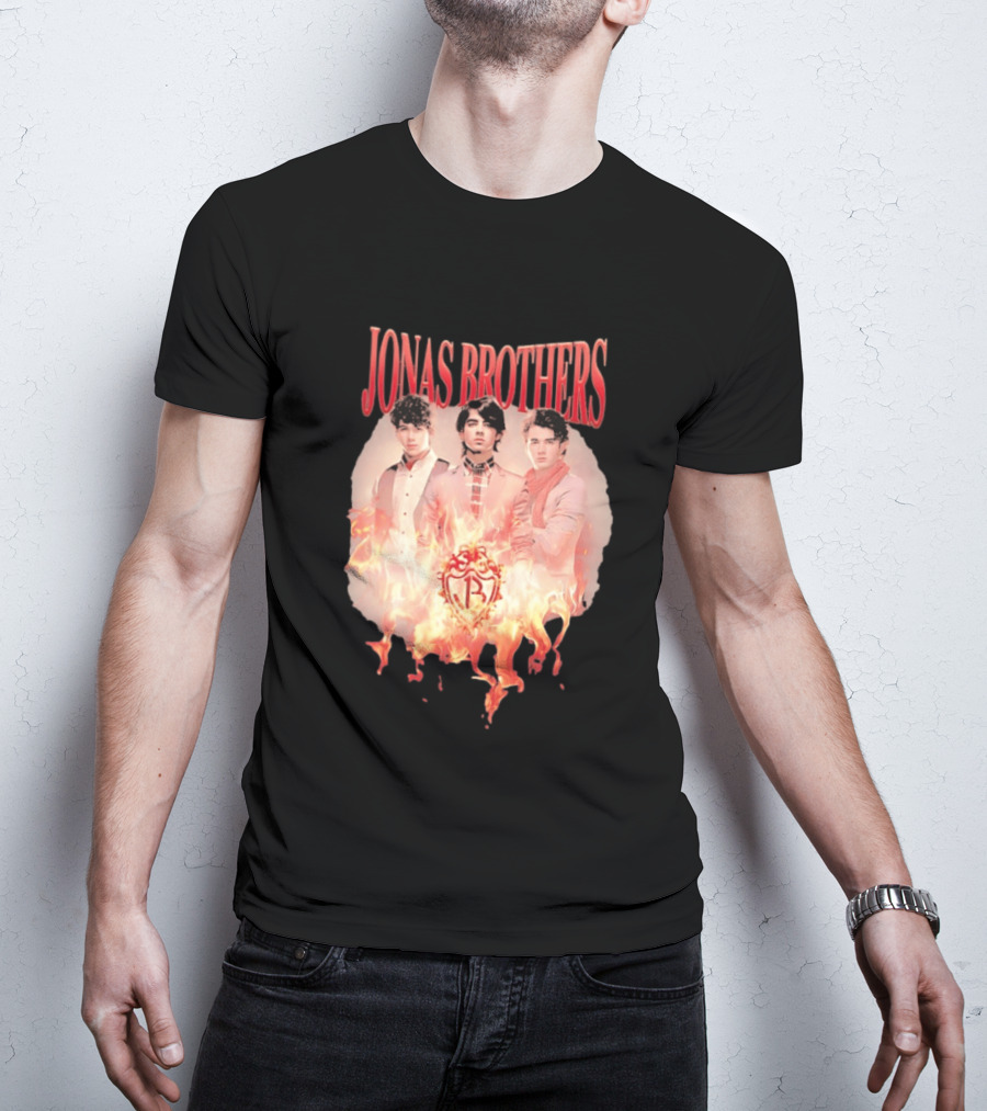 Jonas Brothers Fire Flame Trio Band Photography T-Shirt