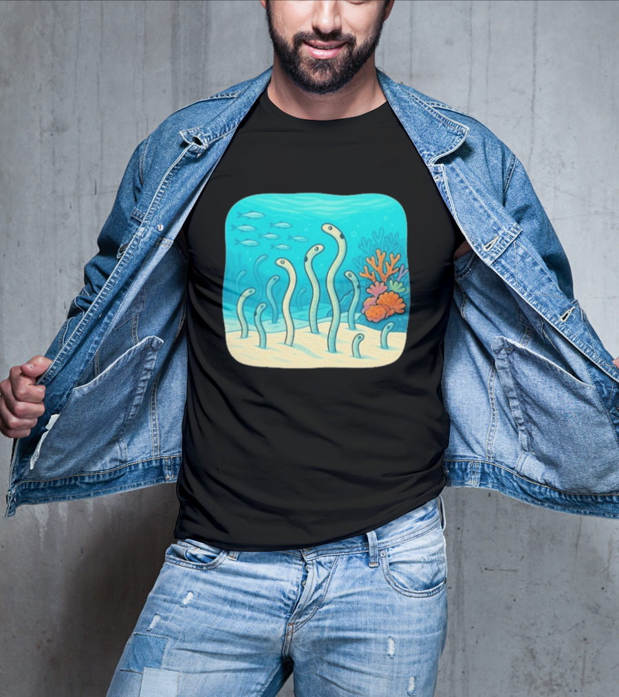 Garden Eels Reef Hawaii With Colorful Coral And Tropical Fish T-Shirt