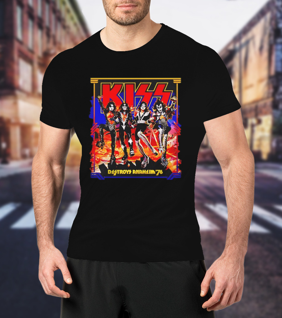KISS Destroys Anaheim 76 Band Photo Arena Show T-Shirt