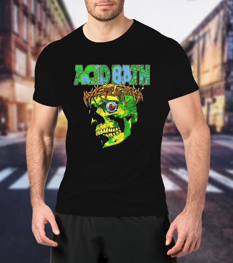 Acid Bath 2026 EU And UK Tour Green Skull Crown Of Thorns Dates Back T-Shirt