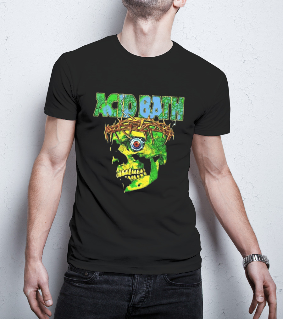 Acid Bath 2026 EU And UK Tour Green Skull Crown Of Thorns Dates Back T-Shirt